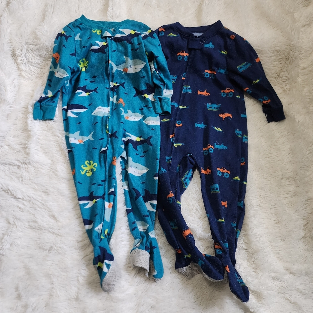 2 Carter's Just One You Footie Pajamas Zipper Bodysuits Size 18 Months